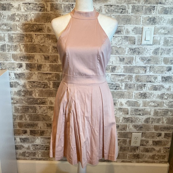 Zara Basic Colllection halter dress, midi, flare skirt. Sz S. Pretty dusty pink. - Picture 3 of 12